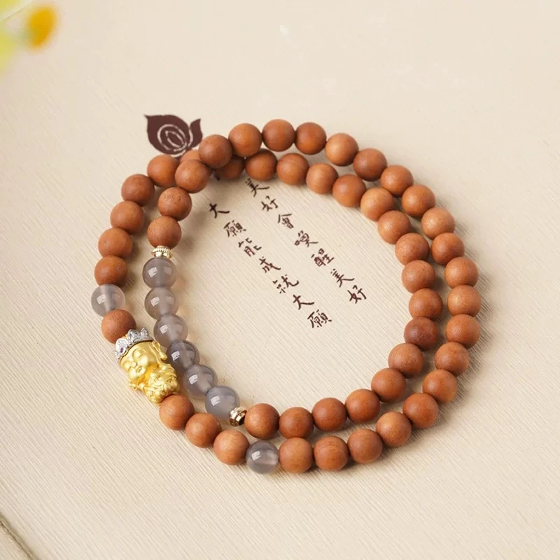 非金属木质手链 白珠+佛双圈甄选串1208（无礼盒）