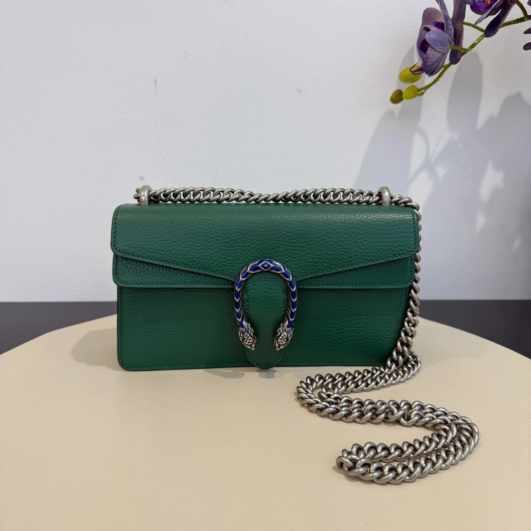 99新 GUCCI/古驰 悦奢臻选/新款/中号/酒神包/蓝色珐琅扣/单肩包