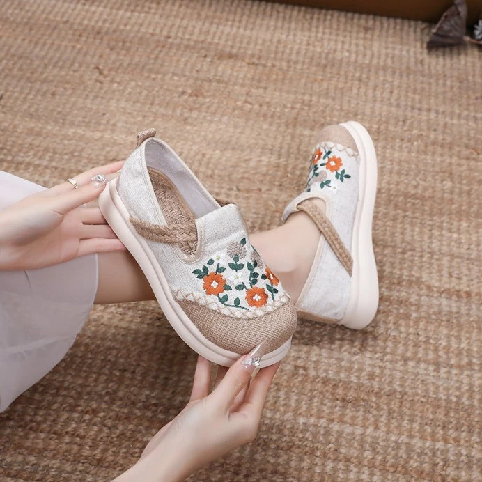 鞋子女ins潮牌百搭网红爆款厚底新款一脚蹬懒人鞋新款渔夫绣花鞋
