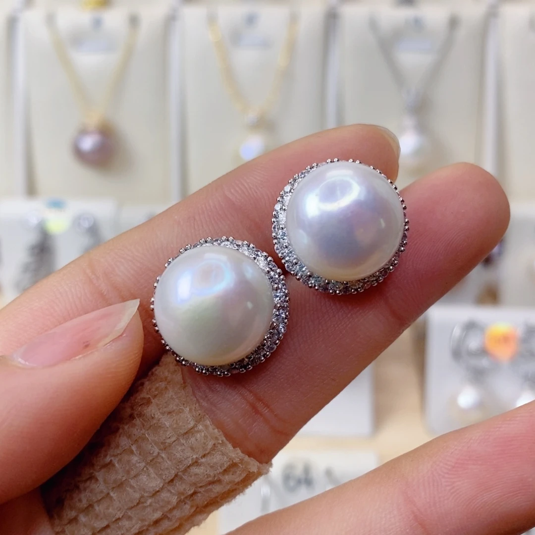 淡水珍珠耳饰合金