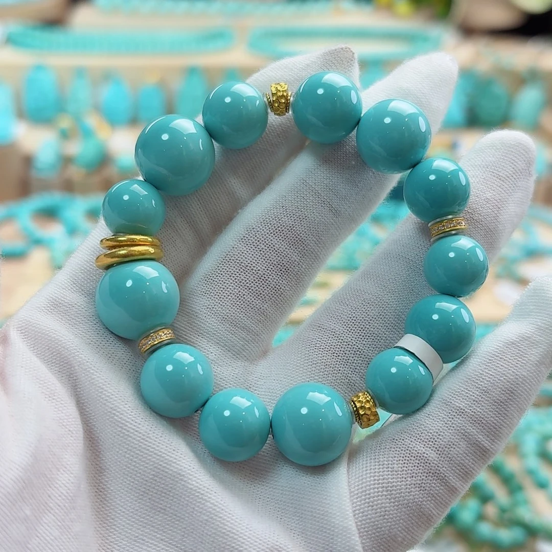 绿松石18K金镶嵌珠宝奇石