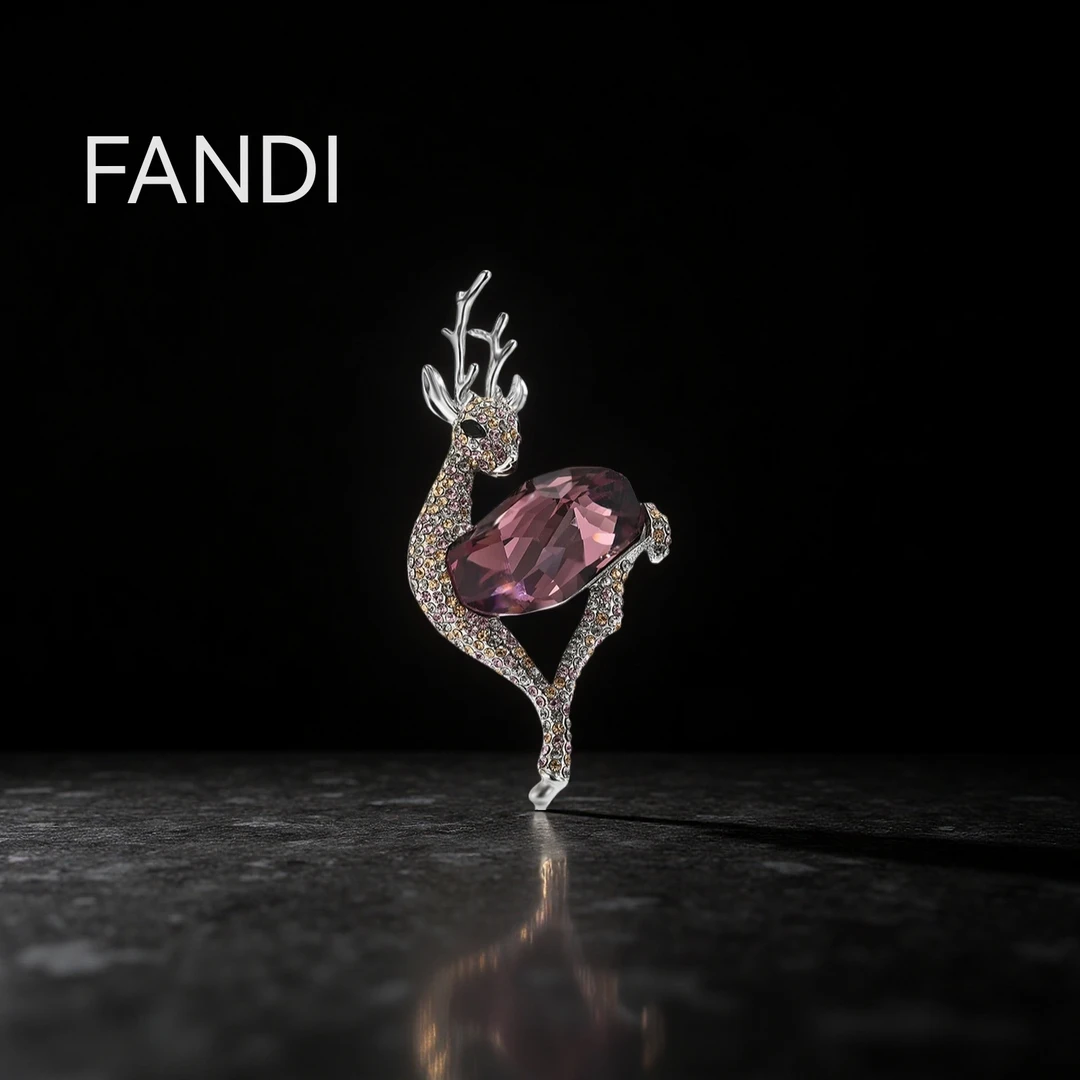 铜锆石胸针 胸花百搭轻奢31890高档气质时尚小鹿胸针