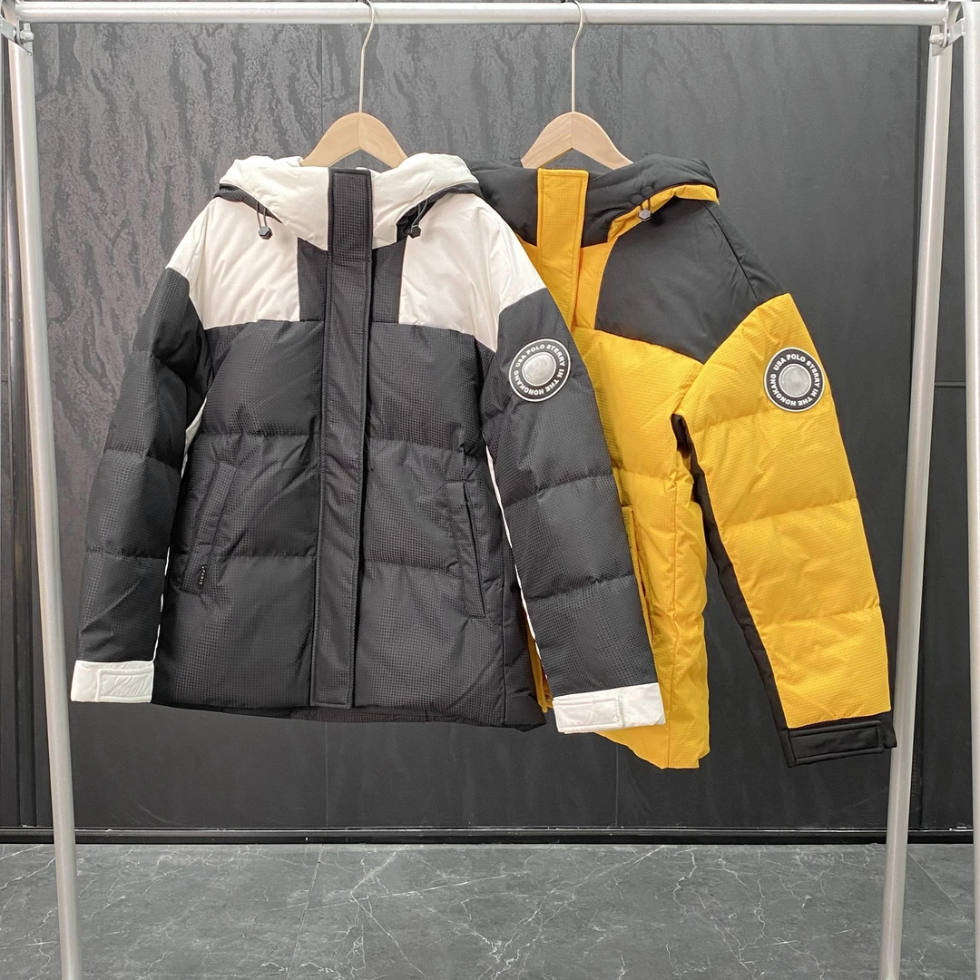 潮牌美式撞色拼接连帽棉服冬季款加厚保暖9978