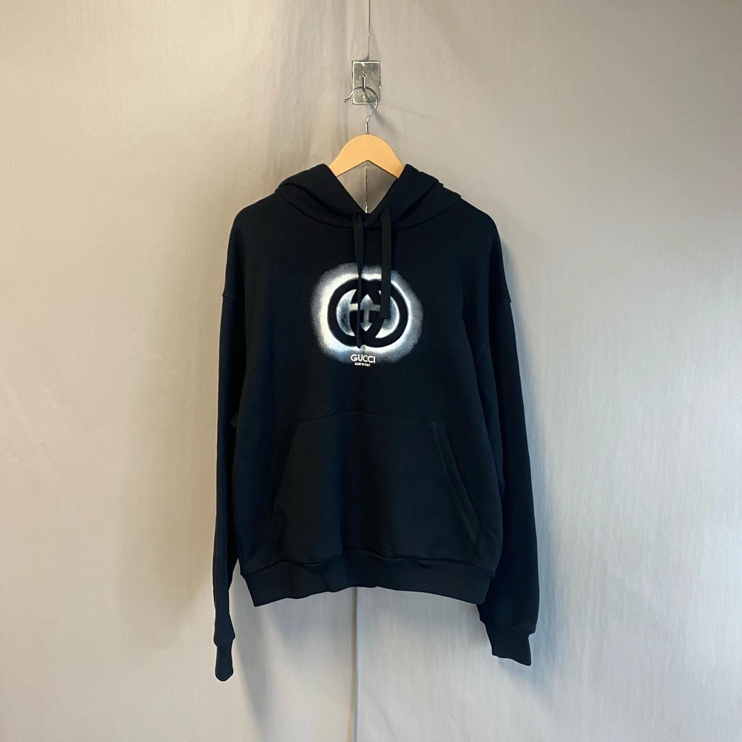 99新 GUCCI/古驰 G爆款渲染双G字母logo帽衫男 M码 #6893