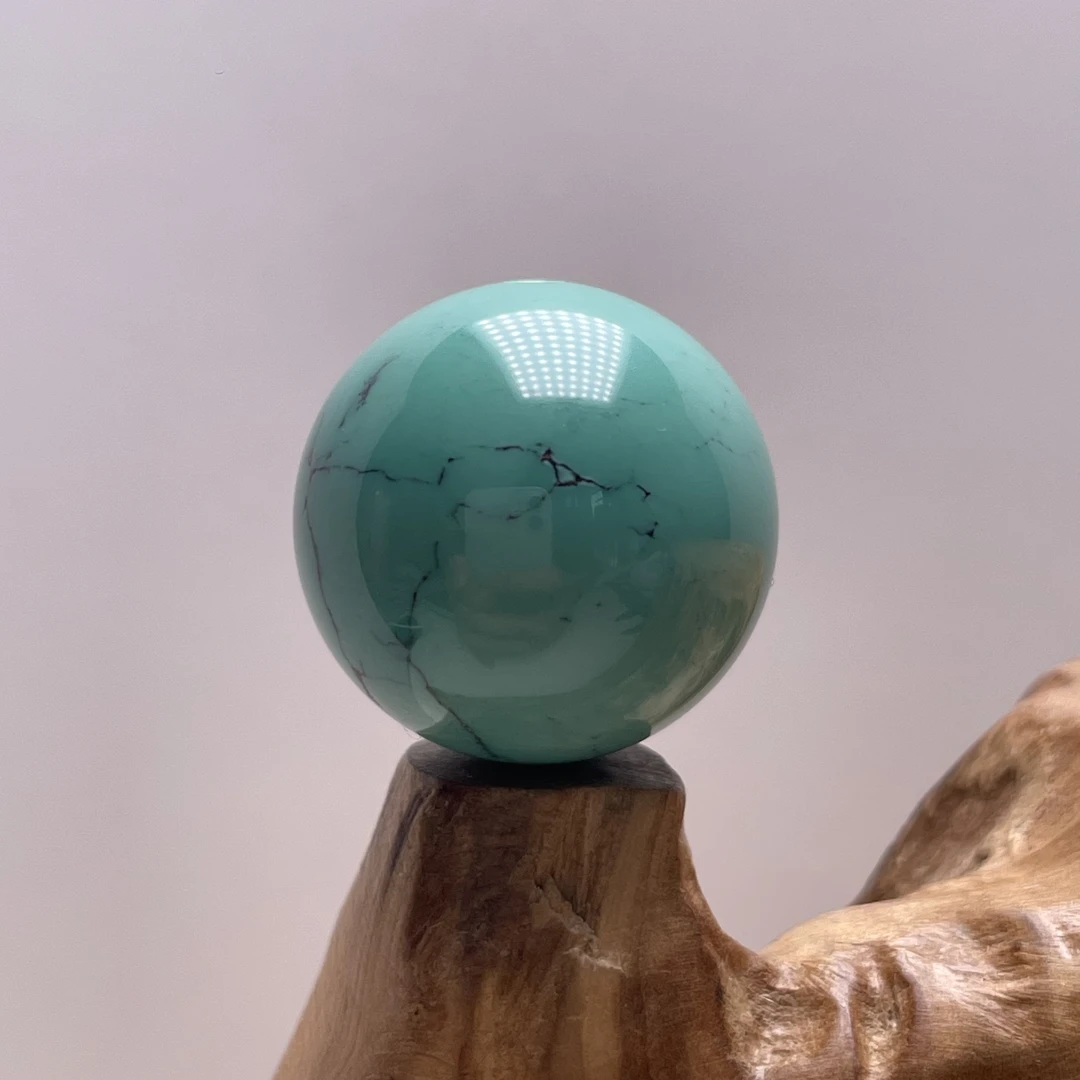 原矿绿松石圆珠玉化料19.3mm重10.1克无水无油无坑无裂干料实拍