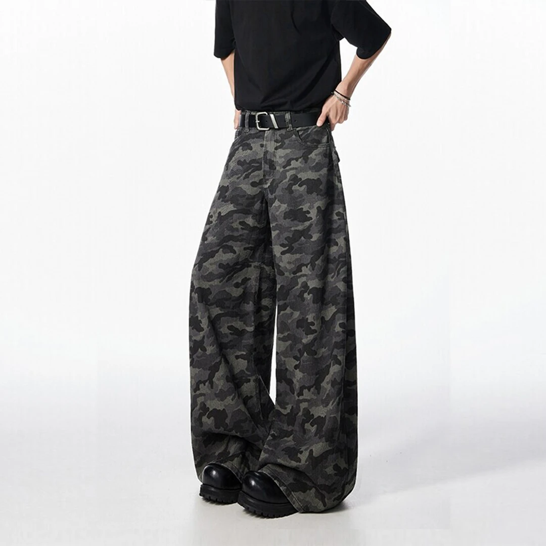 V37美式迷彩裤子男款2025新款春季穿搭运动裤直筒宽松阔腿休闲裤