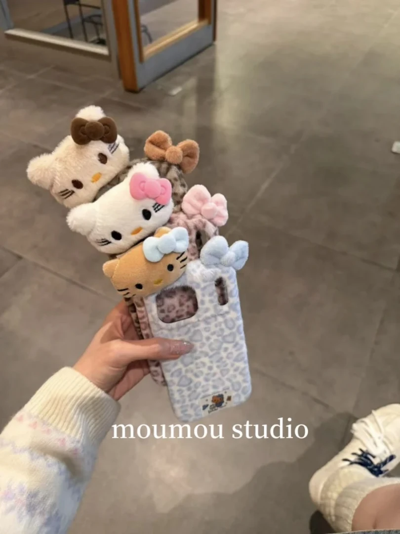 新款小众秋冬立体kt玩偶长毛绒豹纹硬壳ins适用于苹果17promax/16
