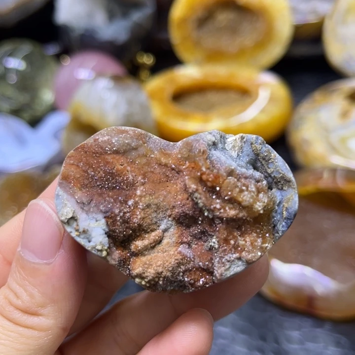 未镶嵌发饰水晶奇石红爱心
