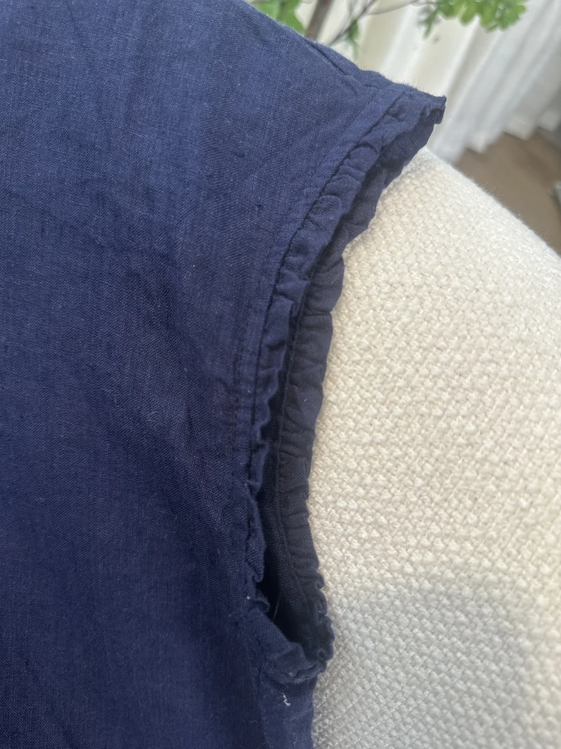 黑色汉麻砍袖‌云褶