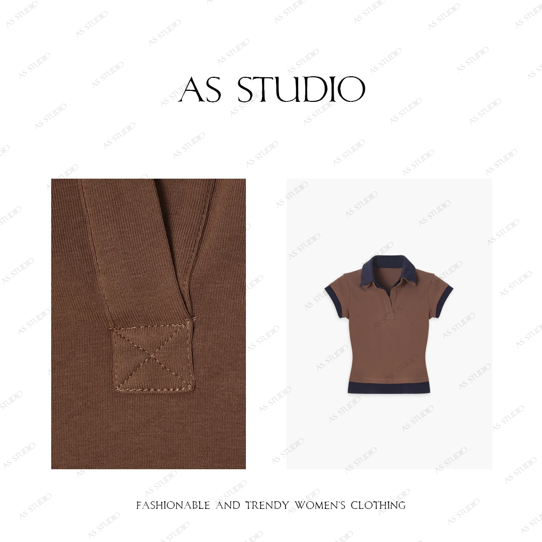 【AS叠叠乐】25新美式复古假两件修身显瘦Polo衫AS25XTX00096