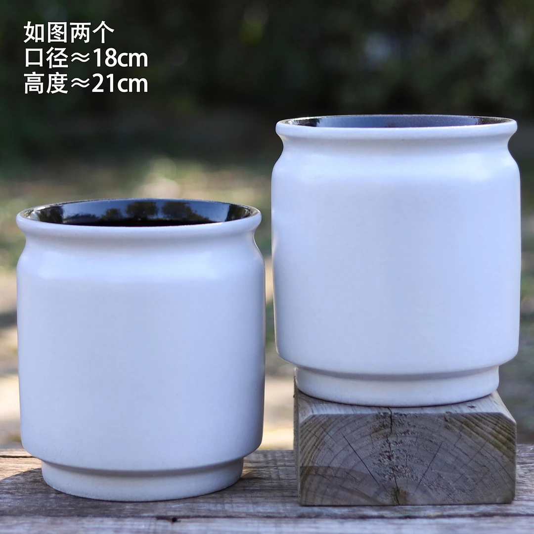 简约白色大口径直筒花盆多肉兰花三角梅客厅阳台绿植种植盆栽