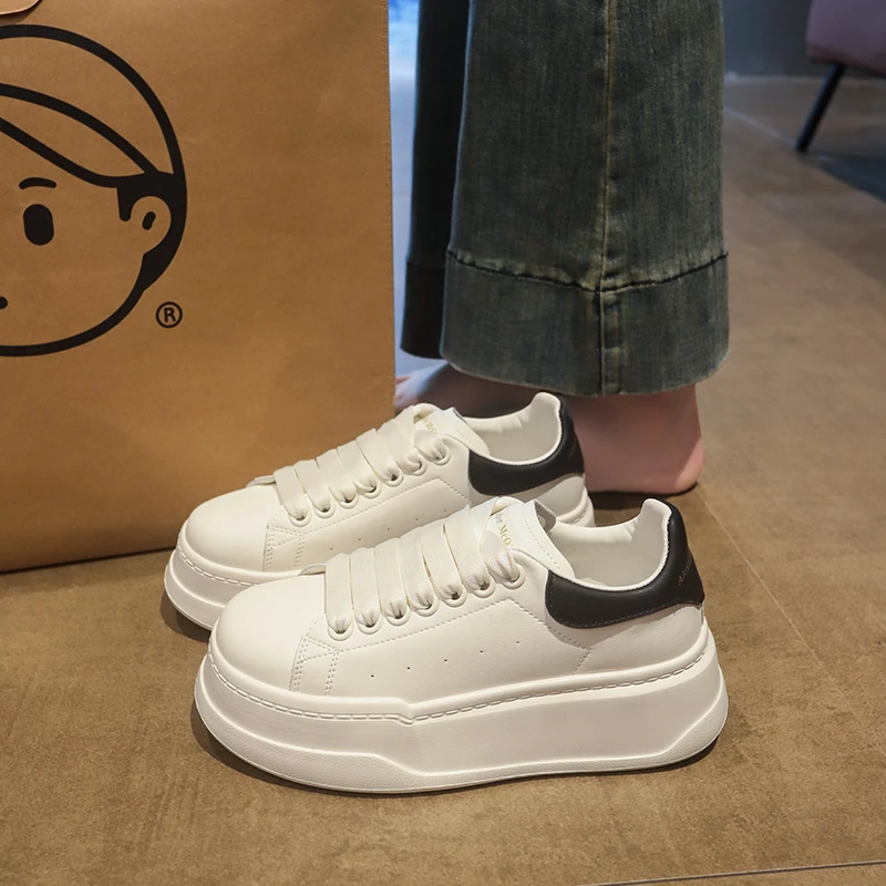 【巨好穿】5cm厚底松糕小白鞋女2025新款休闲女鞋小个子增高板鞋