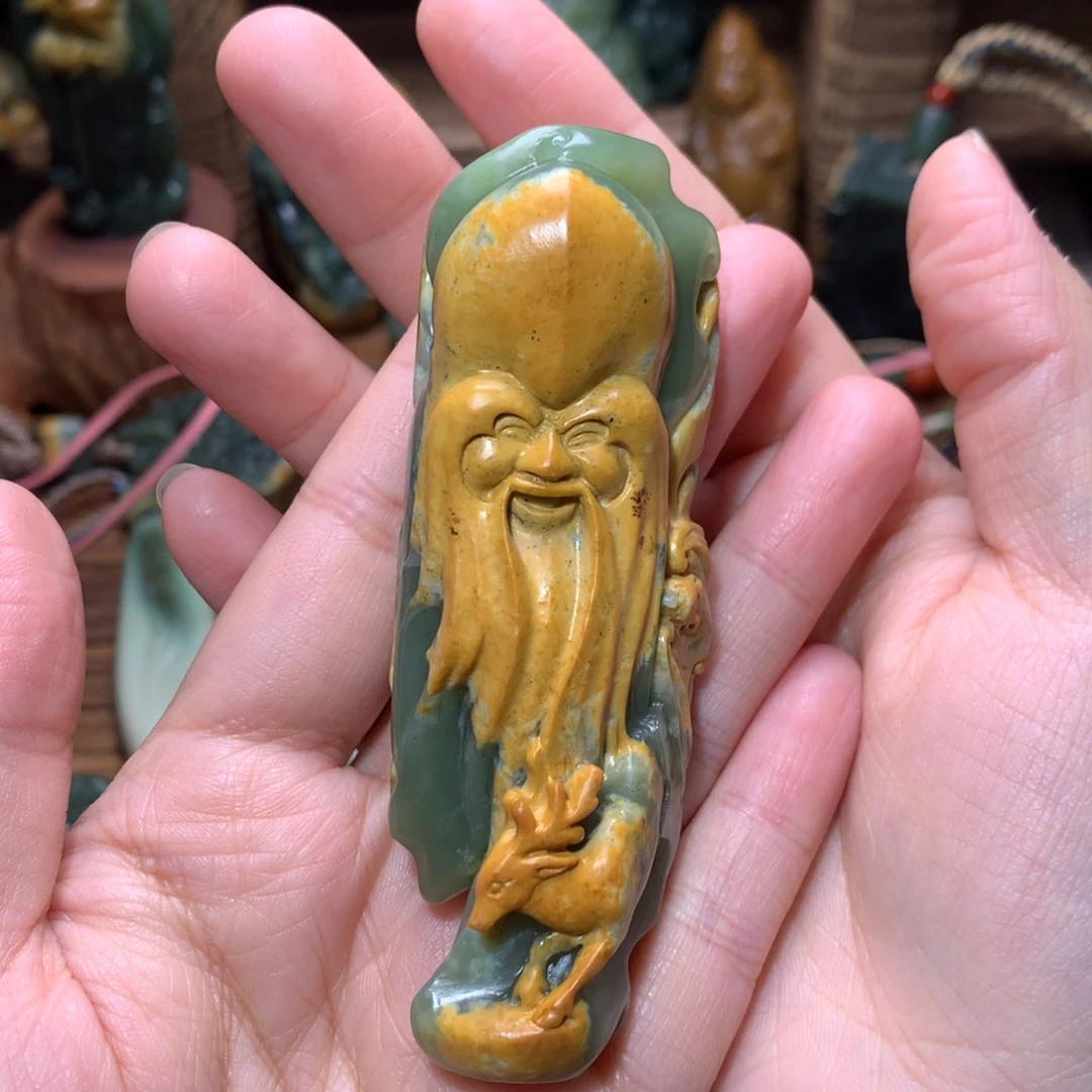 岫岩河磨玉（透闪石质玉）把件未镶嵌福*多