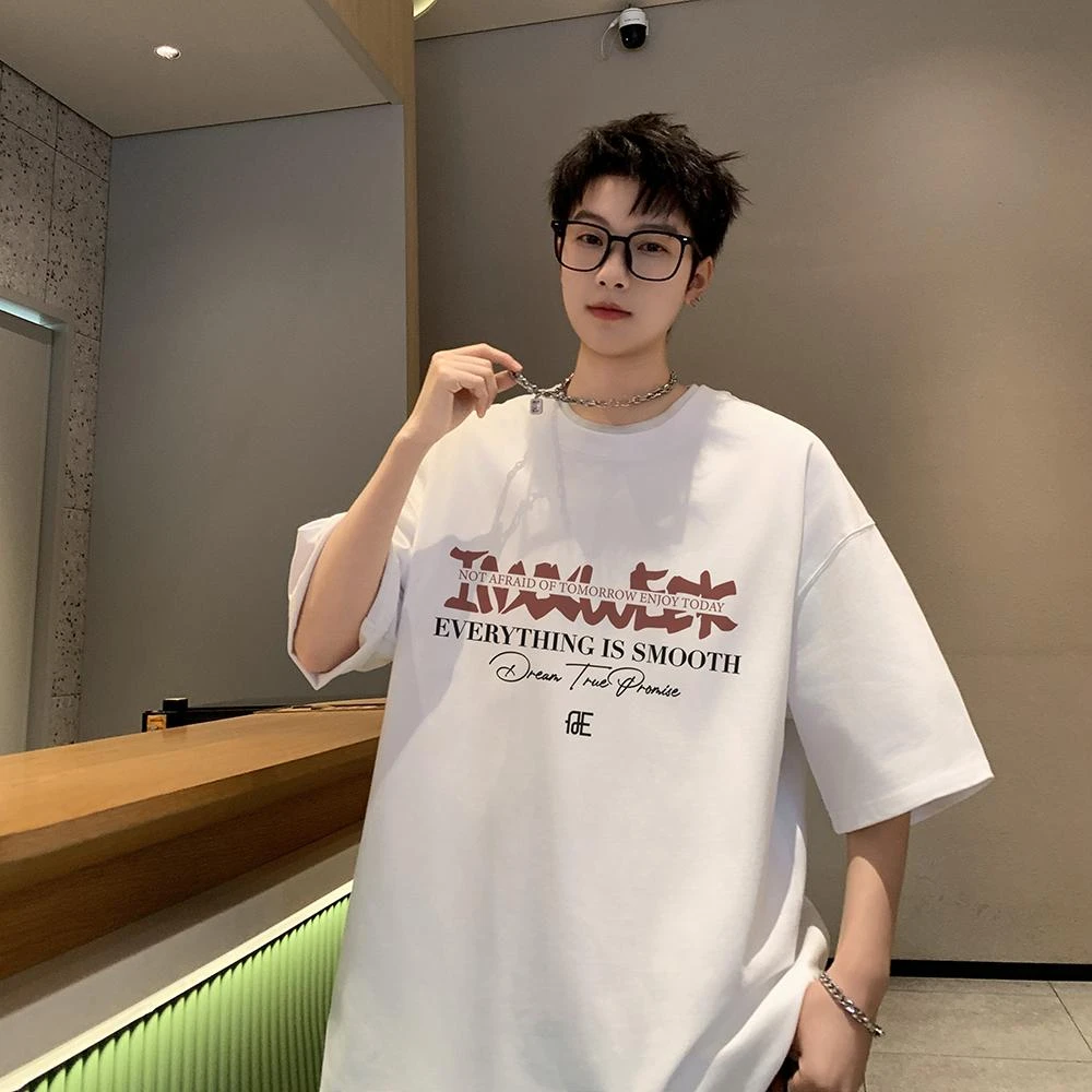 重磅短袖T恤男夏季男生2025新款潮流潮牌宽松男款青少年纯棉上衣