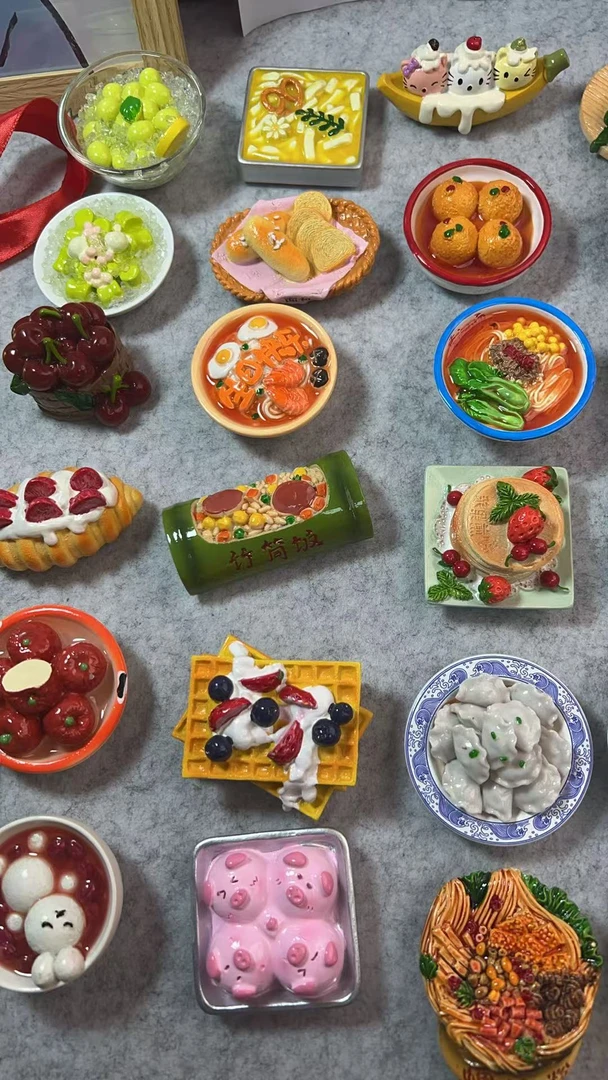 （直播拆）许愿+对碰树脂立体美食食玩冰箱贴