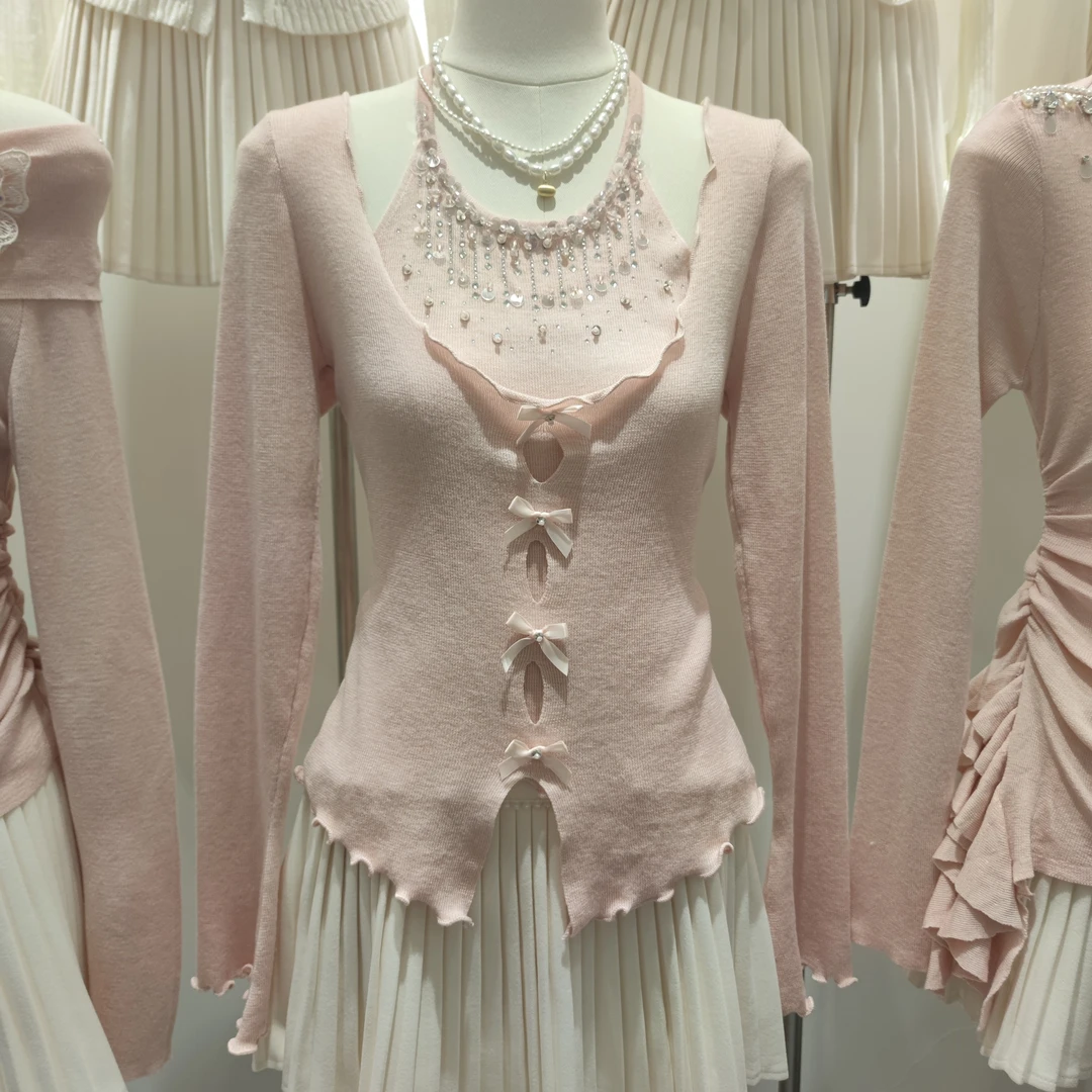 529重工假两件百搭修身针织衫