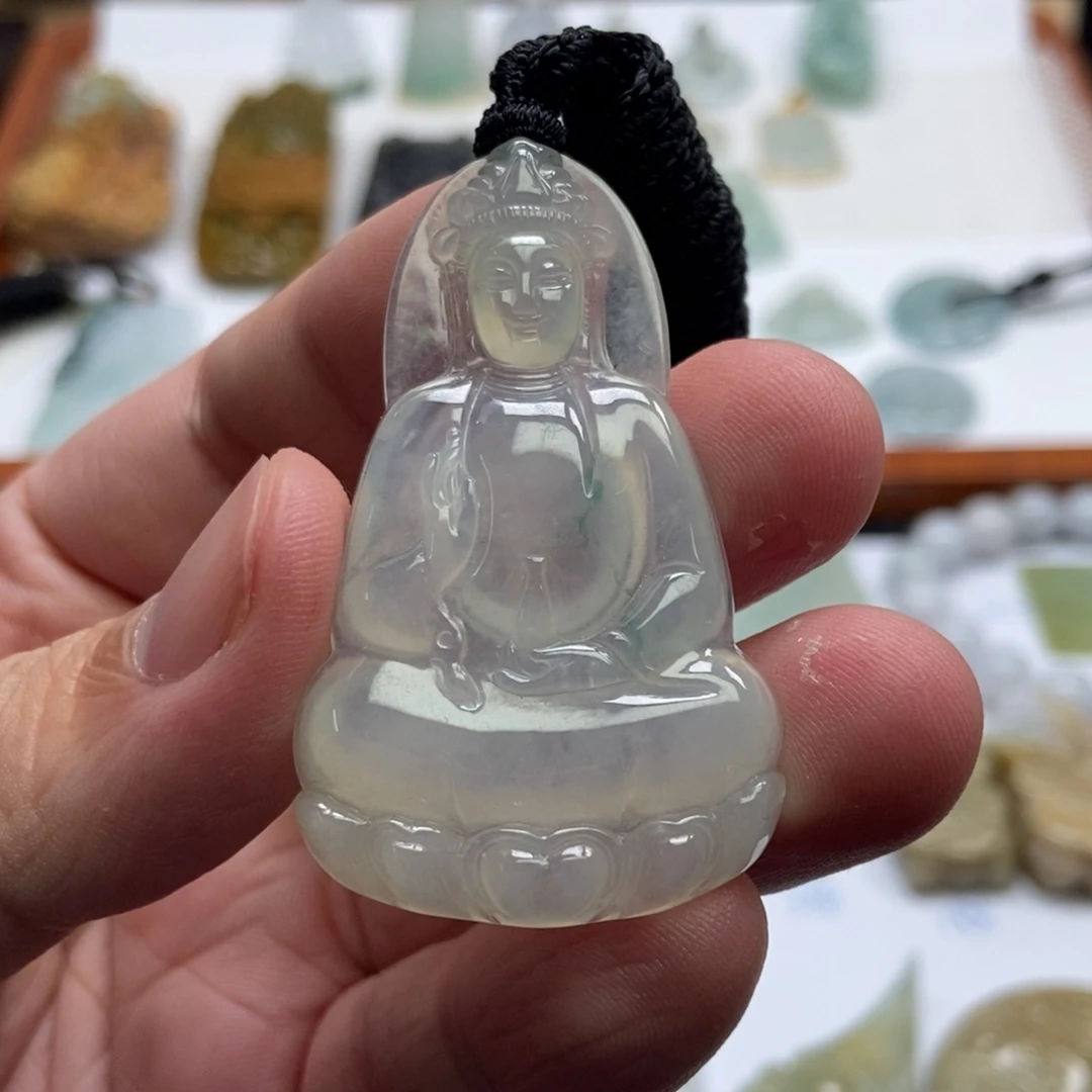 翡翠未镶嵌颈饰素衣观音  天然缅甸ａ货翡翠