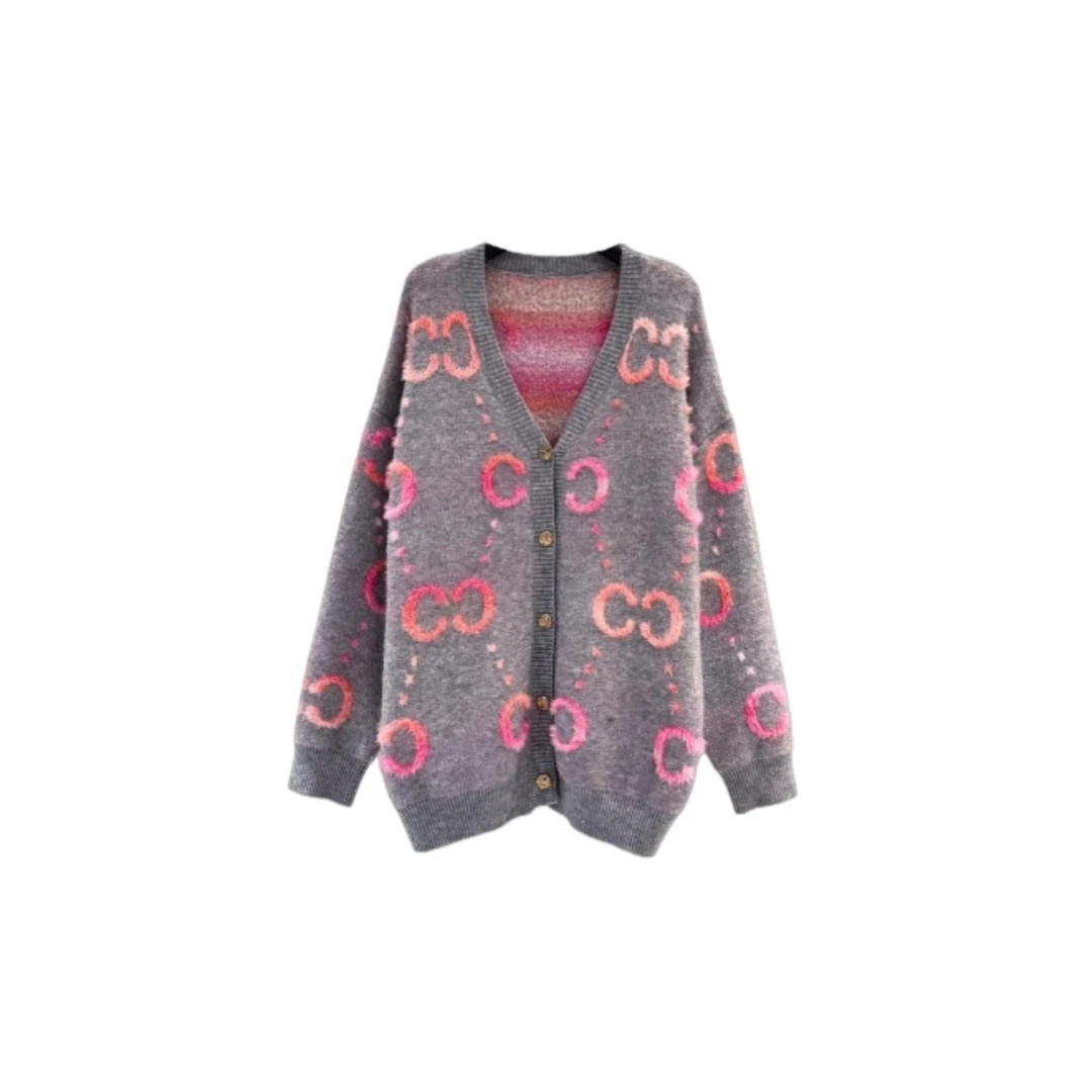 【H-Liz】新款秋冬软糯甜V领针织上衣外套211号 L