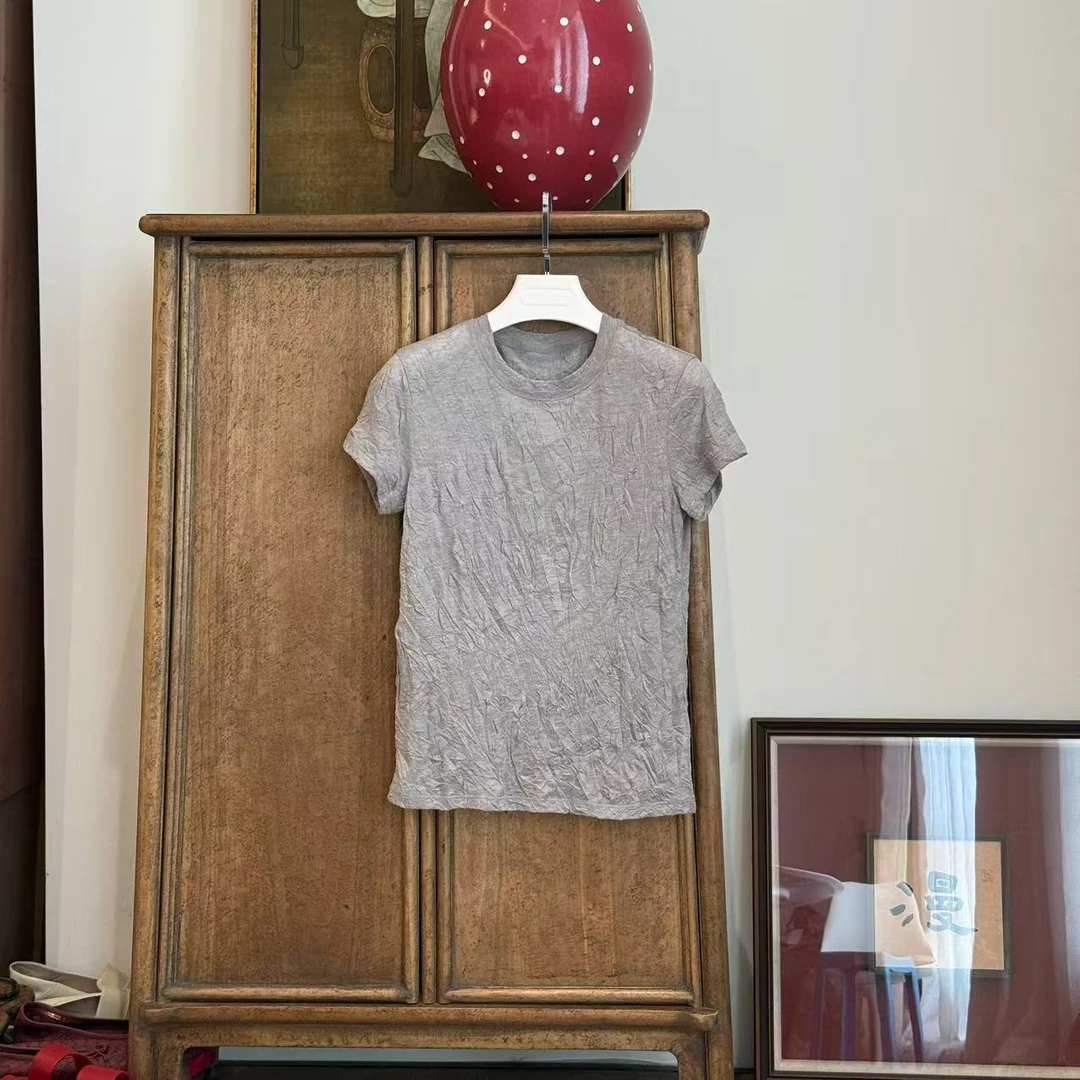 《超薄面膜T》MYL 2025夏季新品涤棉混纺圆领百搭肌理感短袖上衣