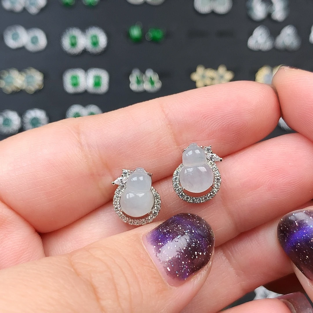 翡翠银S925镶嵌耳饰