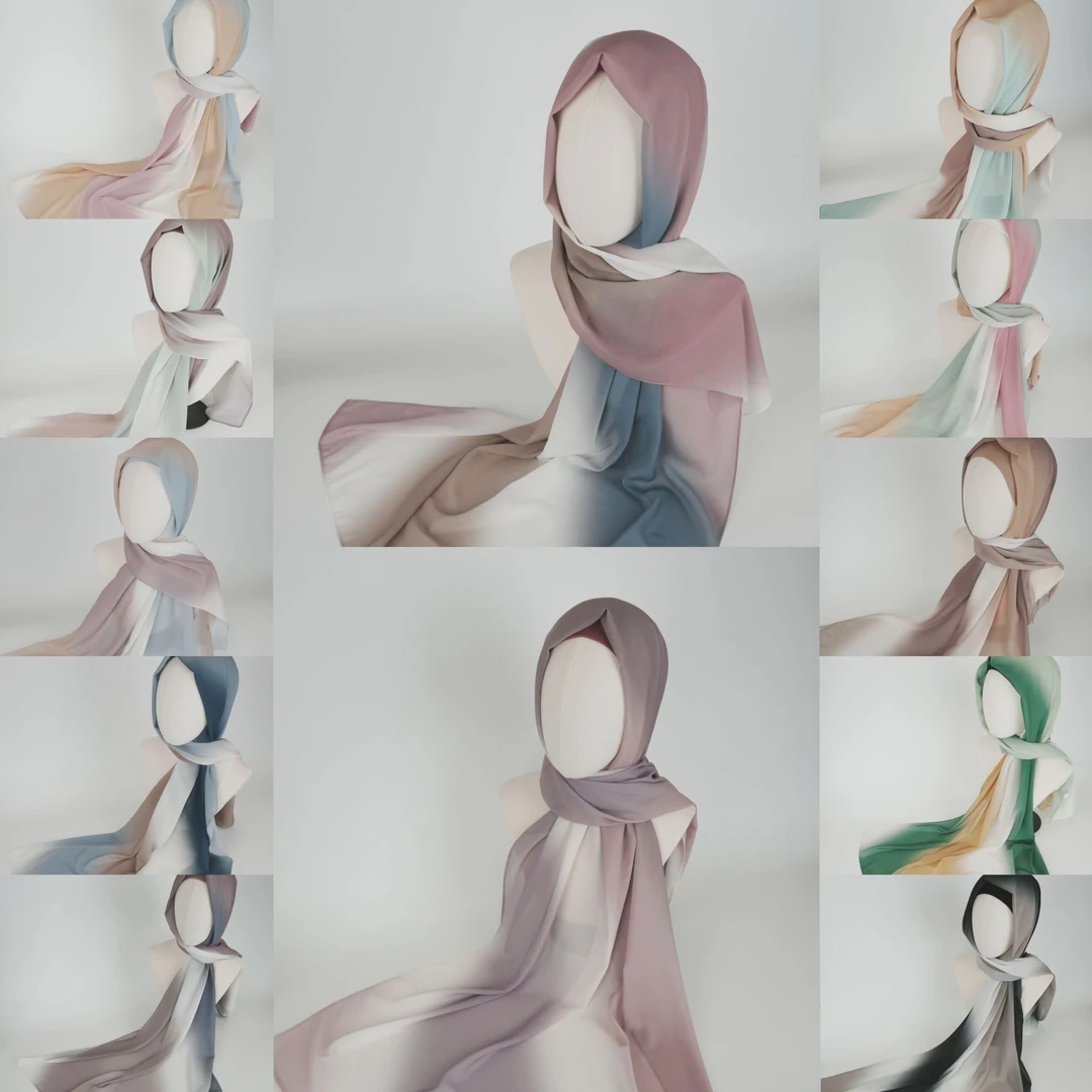 速卖通亚马逊渐变扎染雪纺头巾网红薄款印花雪纺阿拉伯中东头巾