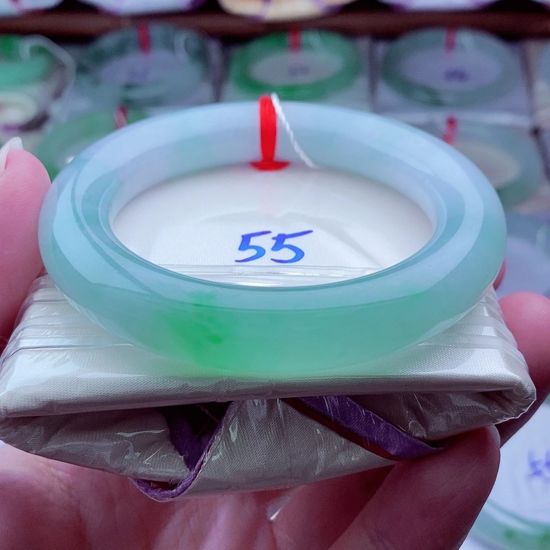 翡翠未镶嵌手镯（圆镯）378双12大胖圆阳绿翠绿半山半水