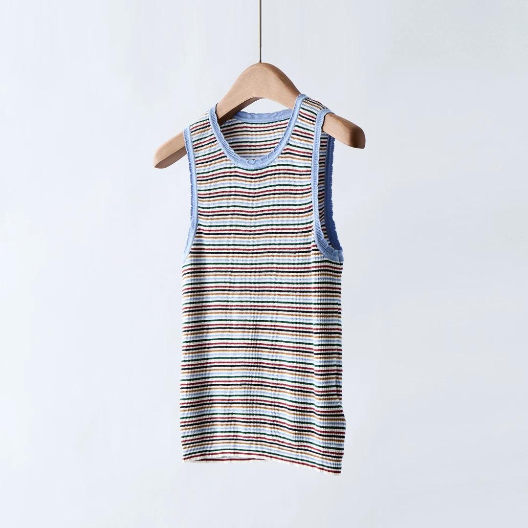 【YS11472】zhi+元厂料！2025夏季新款超细棉套头多色条纹针织背心