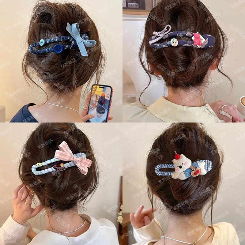 可爱发夹后脑勺新款精致盘发鸭嘴头饰抓夹一字夹发卡大号女ins