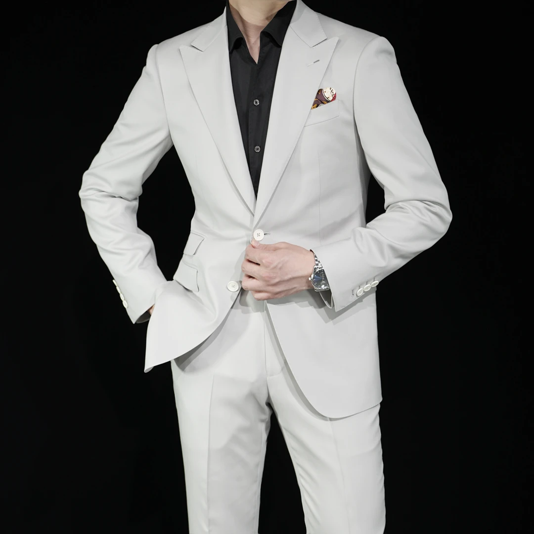 【定制款】意大利进口REDA 25年秋季象牙白纯羊毛时尚修身西服套装