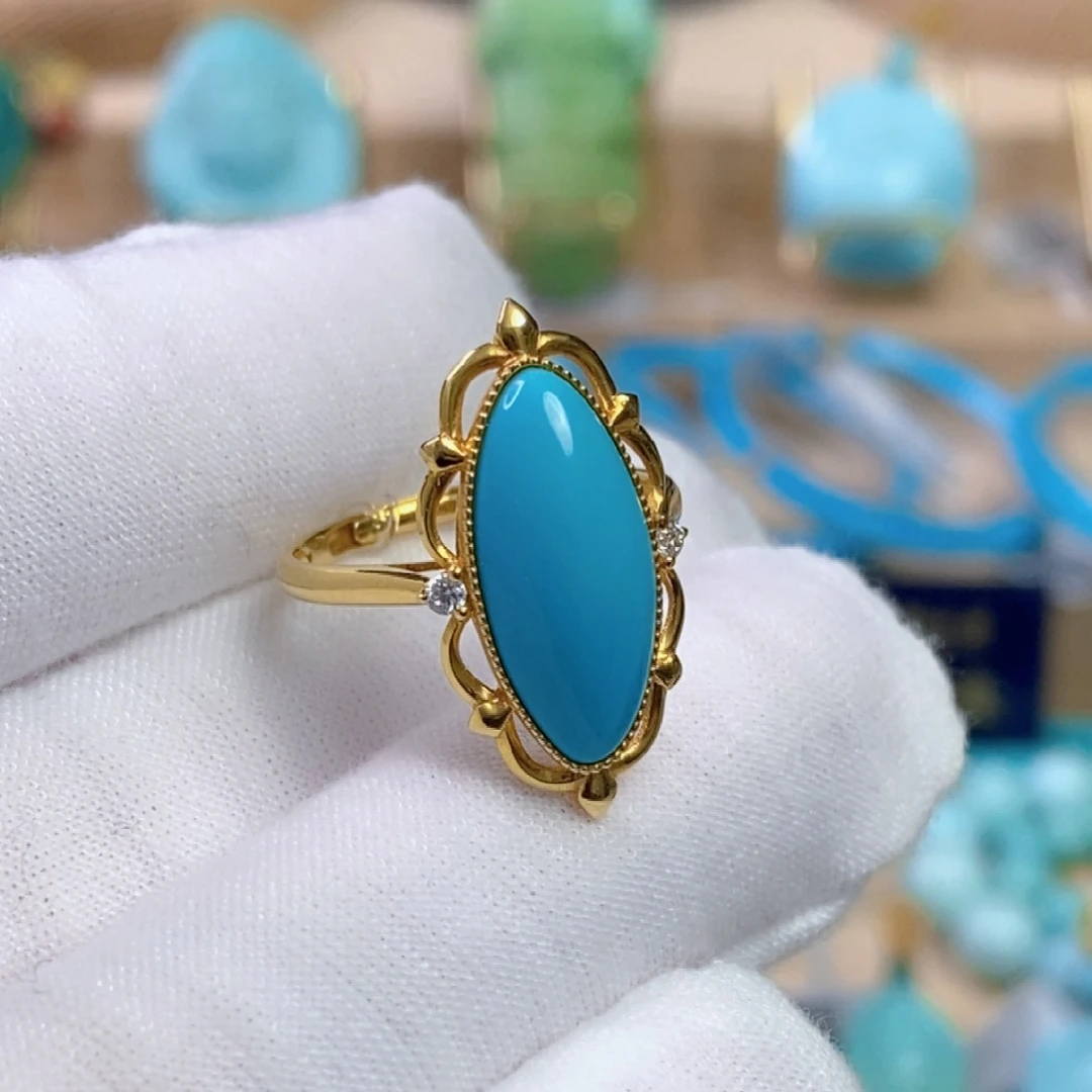 绿松石18K金镶嵌珠宝奇石