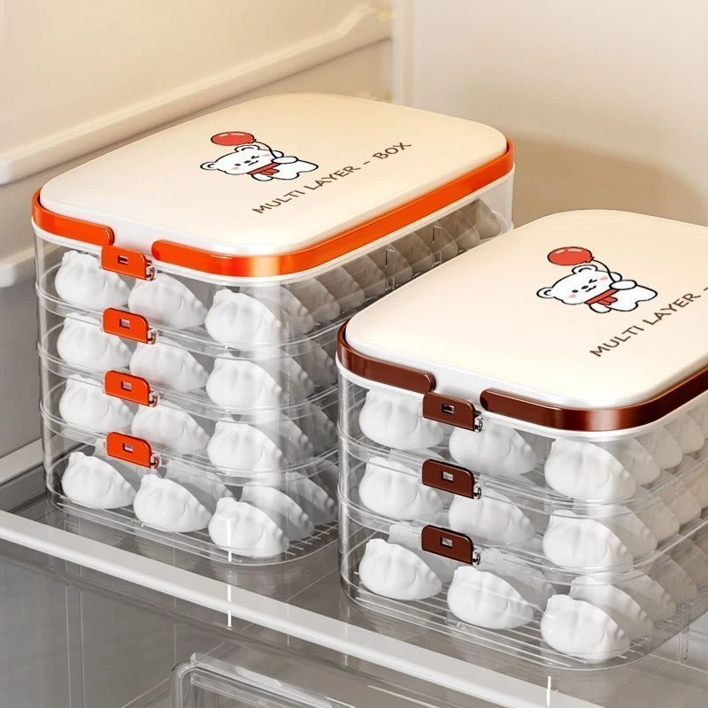 饺子盒冻饺子多层冰箱食物收纳盒冷冻混沌盒家用饺子托盘保鲜盒子