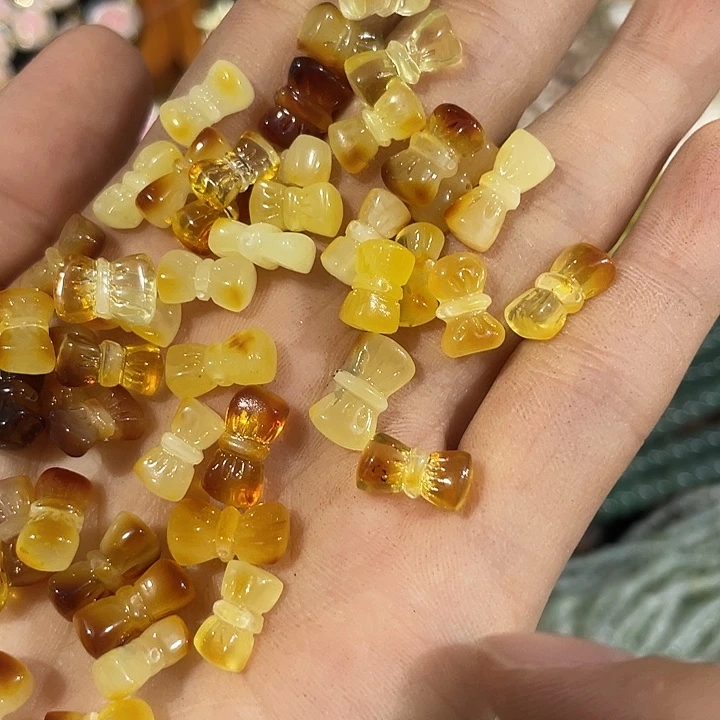 玛瑙/玉髓合金珠宝半成品2个天然蜜蜡蝴蝶结