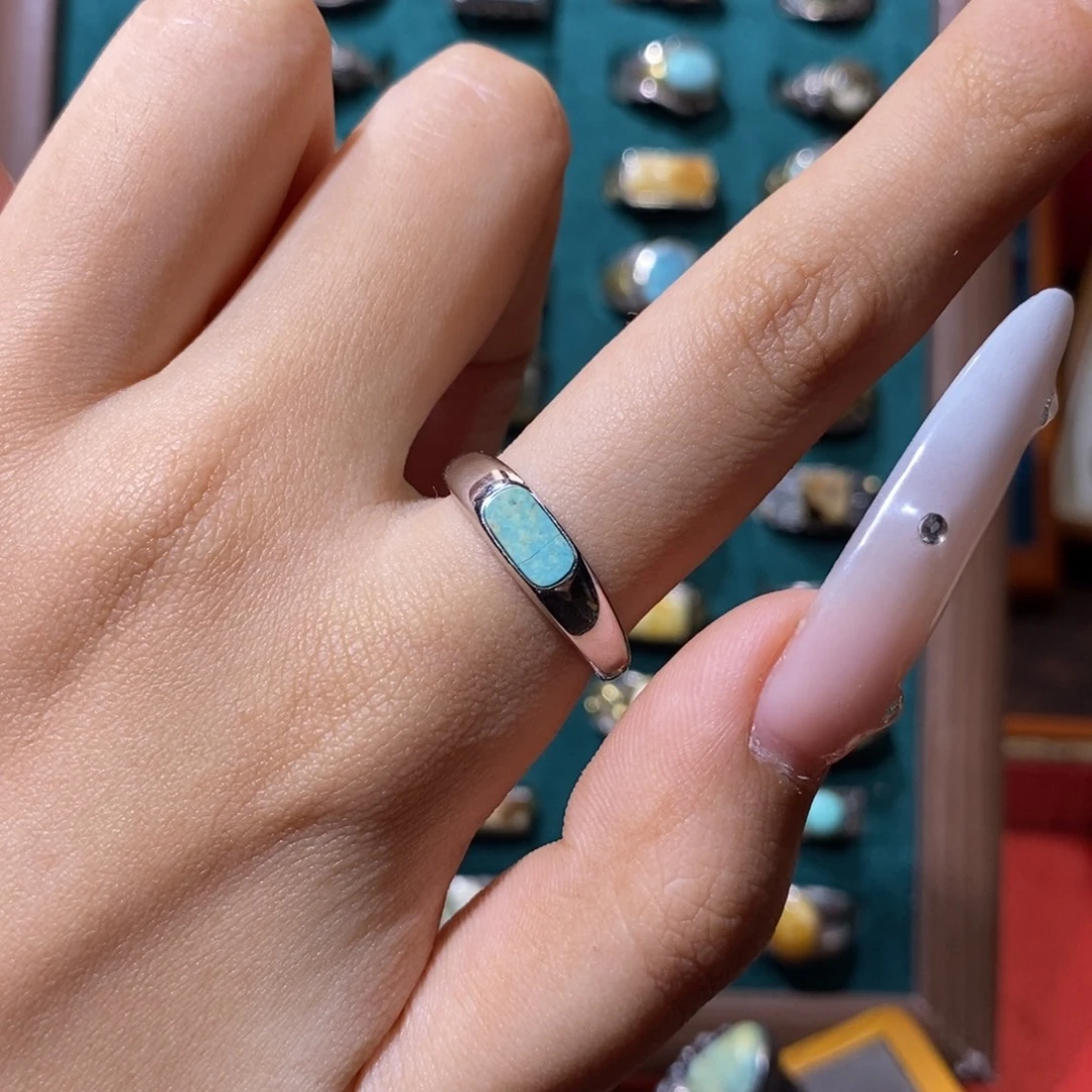 绿松石银S925镶嵌戒指