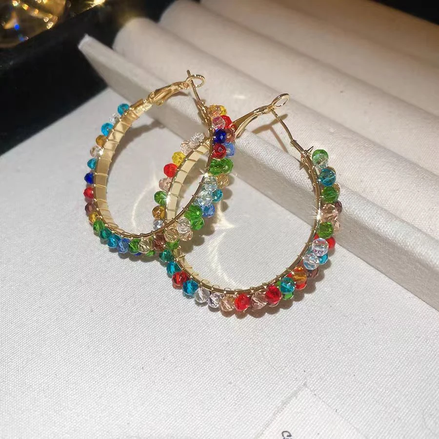 铜合金耳饰 彩色耳圈轻奢气质百搭高级感耳饰女N2599A2