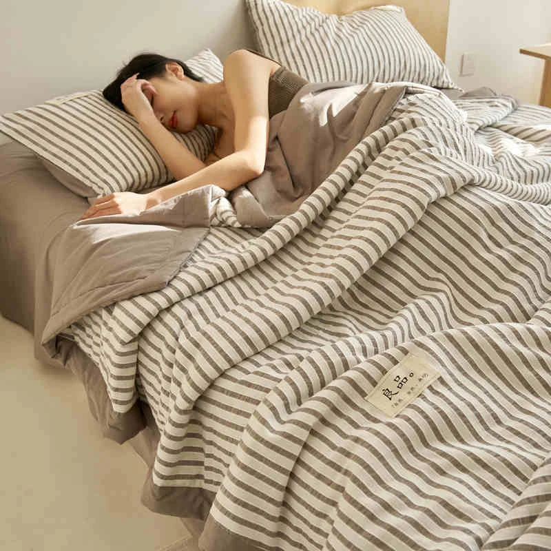【直播专属】驼色大豆纤维夏凉被四件套夏被可机水洗纯棉全棉空调被