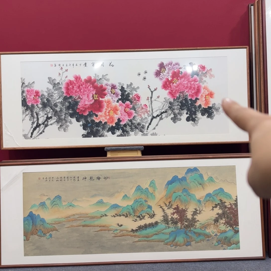 国画手绘作品带框210成80