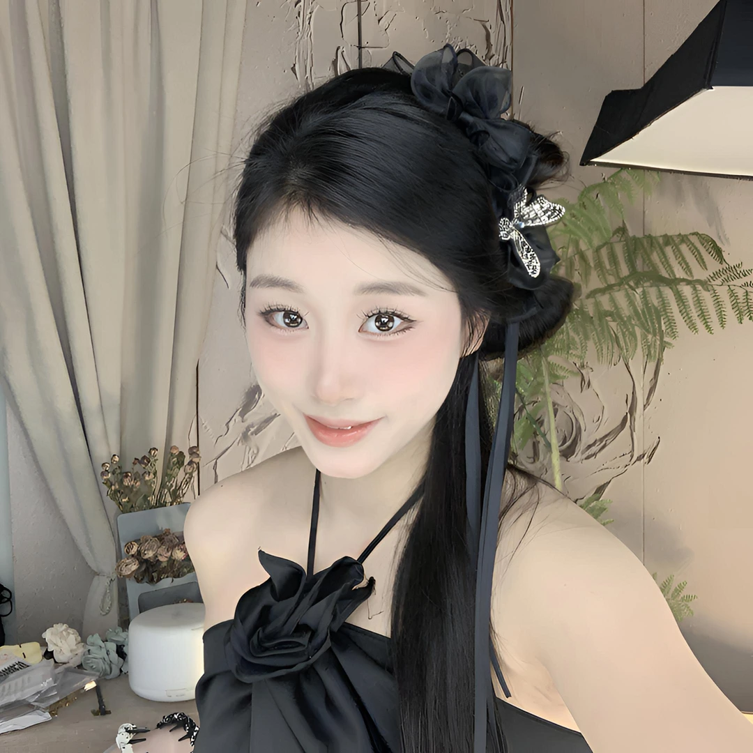 霜蝶AB面蝴蝶结刘海夹蝴蝶飘带前额碎发夹公主头侧扎发发夹