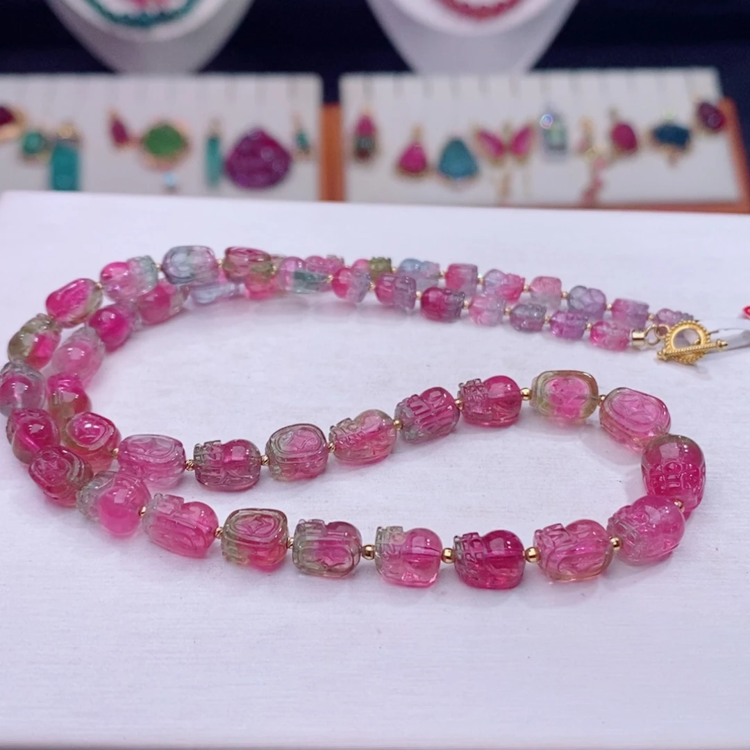 颈饰18K金镶嵌碧玺碧玺A项链