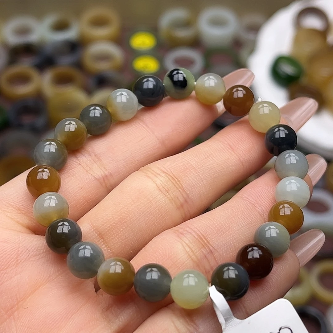 和田玉未镶嵌戒指卡8楼兰三色