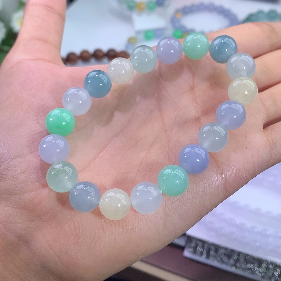 翡翠未镶嵌手链翡翠冰多宝手串