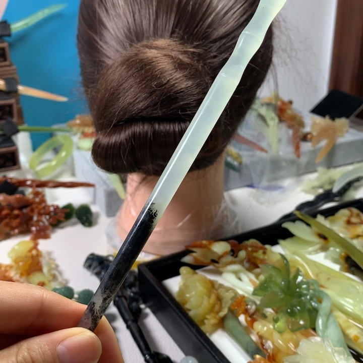 蛇纹石玉未镶嵌发簪一****！