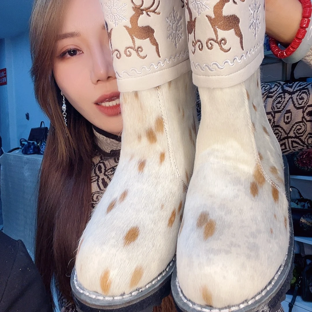 娜***娜蒙古元素马毛靴子37