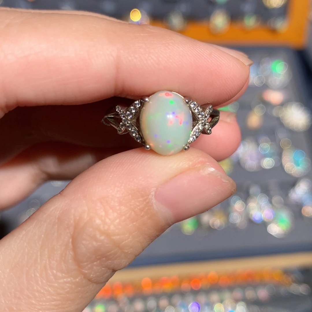 银S925镶嵌欧泊欧泊戒指y