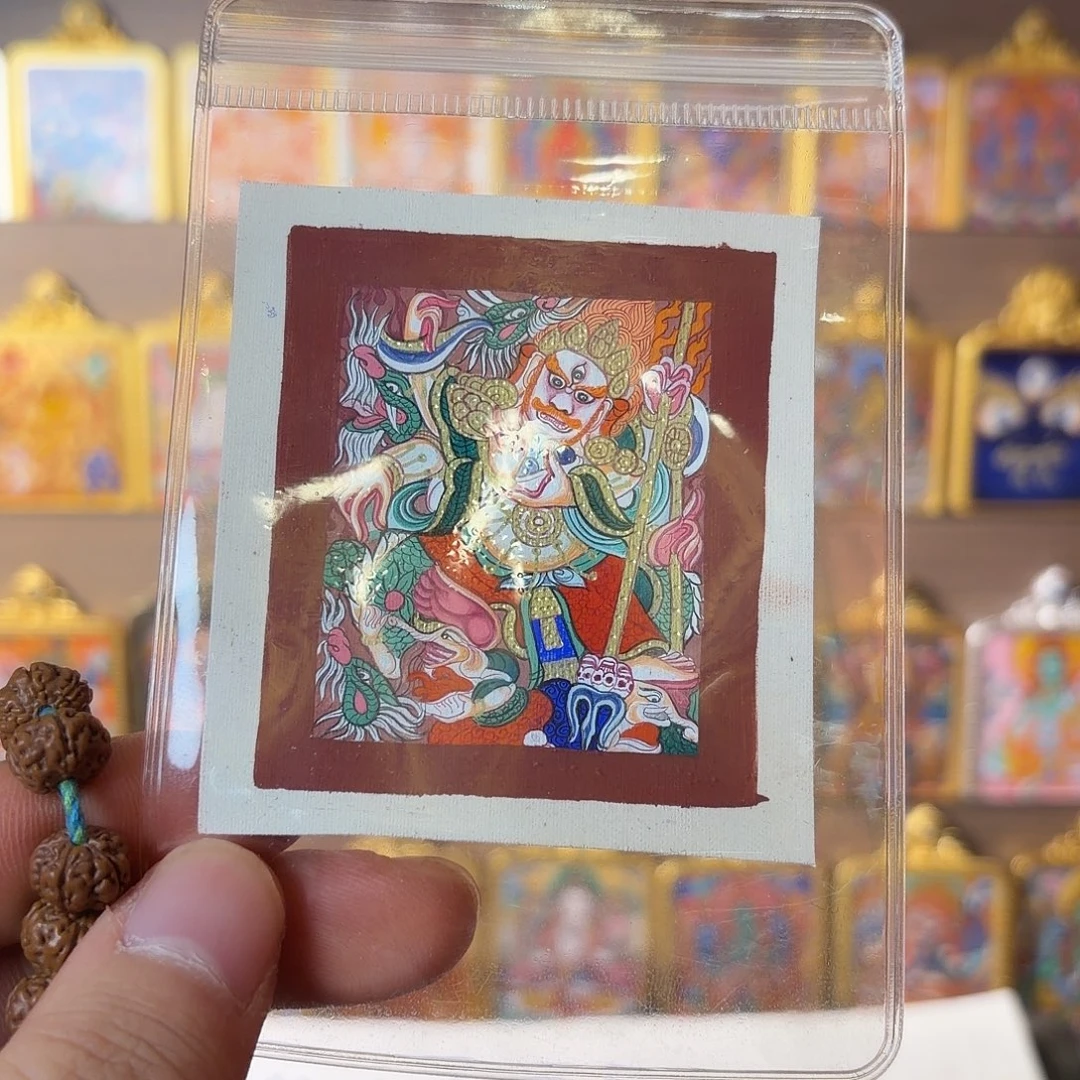 吊坠纯手绘白六臂玛哈嘎拉