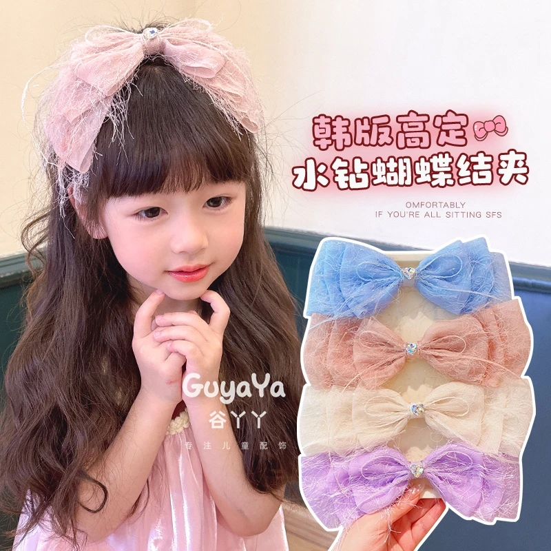 儿童超仙多层蝴蝶结弹簧夹大号小女孩马尾盘发夹子抓夹发卡头饰