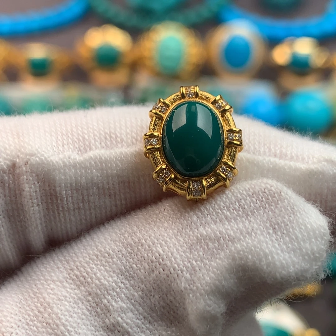 绿松石18K金镶嵌绿松石