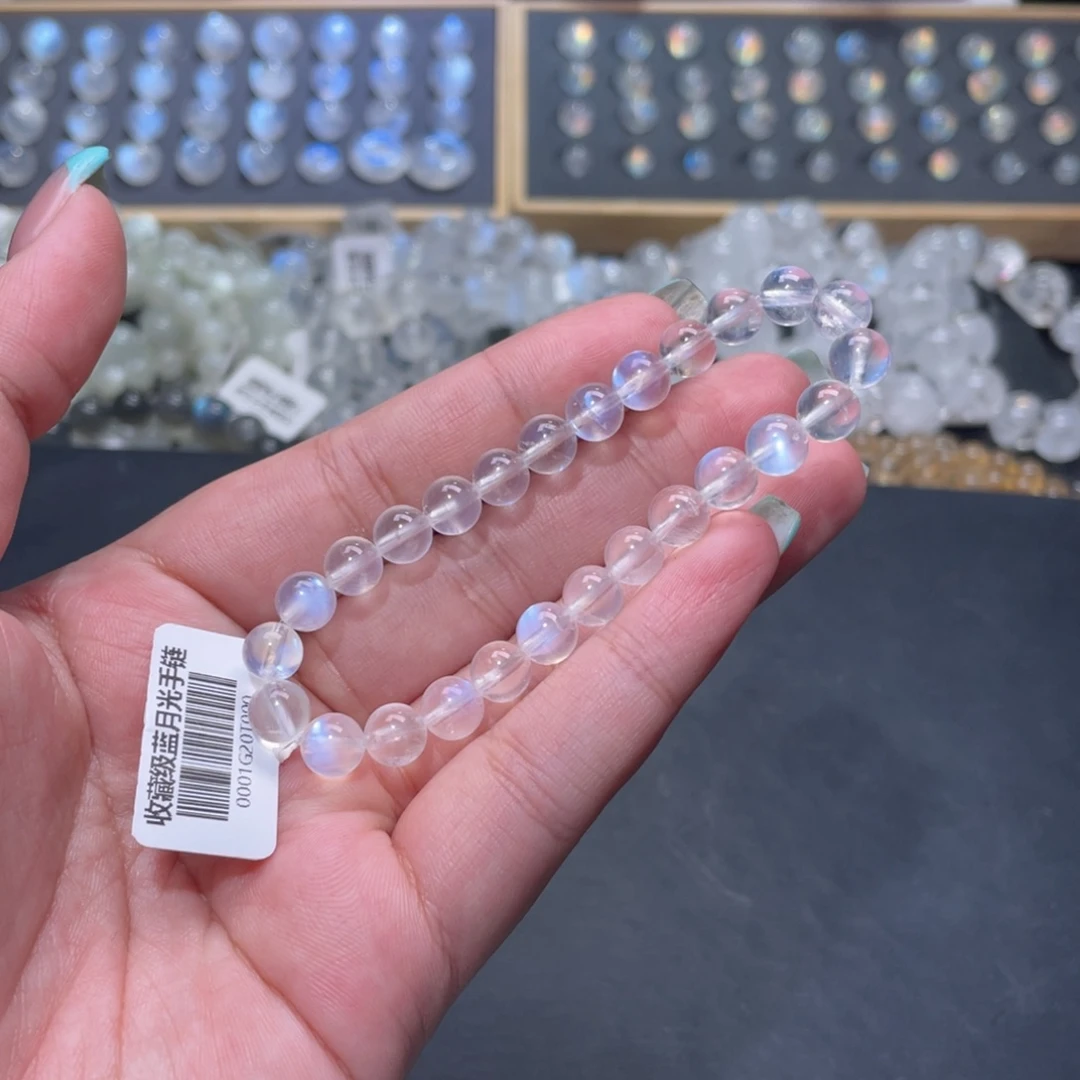 0***༽长石未镶嵌手链蓝月光手链7mm