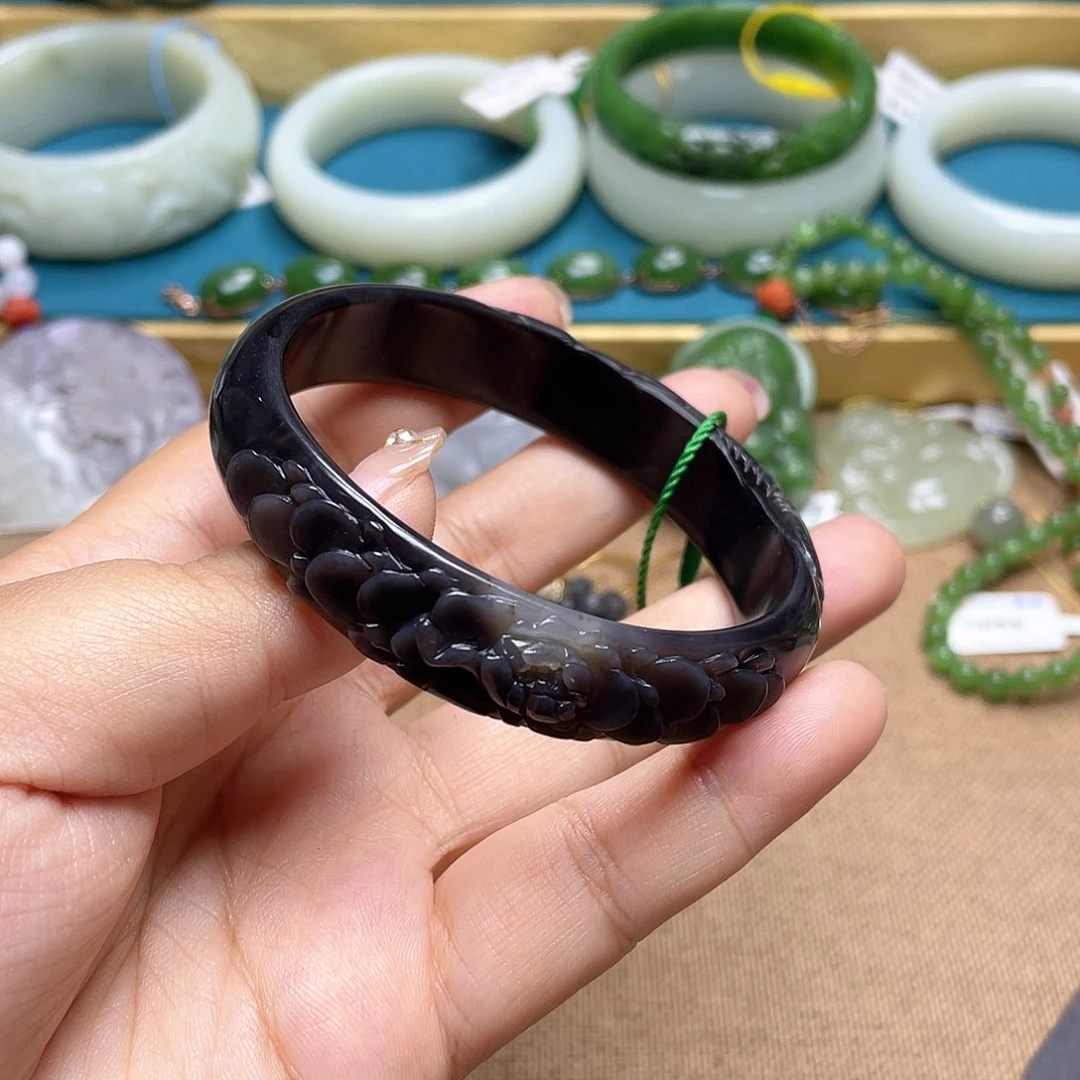 和田玉手镯61圈口87未镶嵌