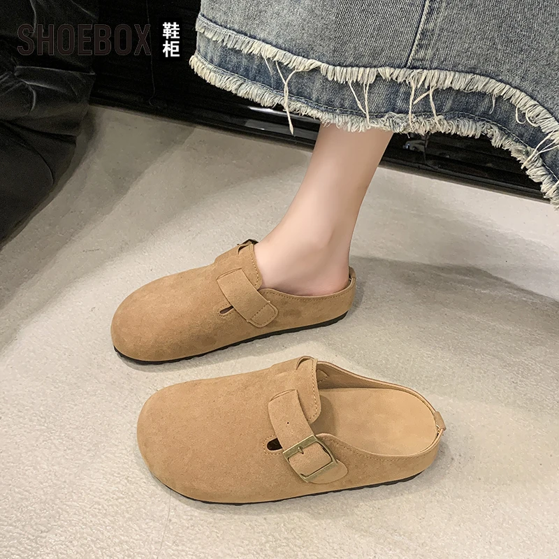 SHOEBOX鞋柜勃肯鞋女2025新款春百搭一脚蹬懒人鞋软底包头半拖