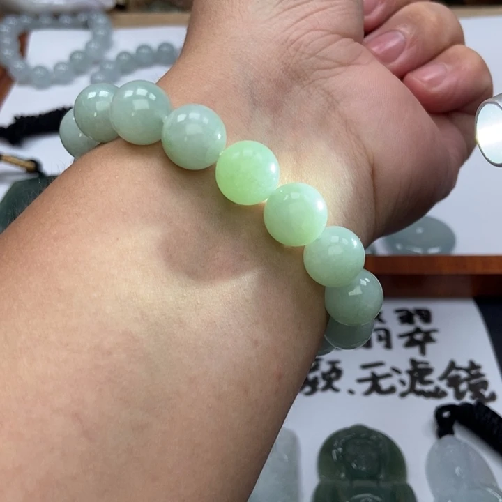 翡翠未镶嵌颈饰绿手串 天然缅甸A货翡翠